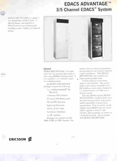 Буклет Ericsson EDACS Advantage 3 5 channel EDACS System, 55-1443, Баград.рф